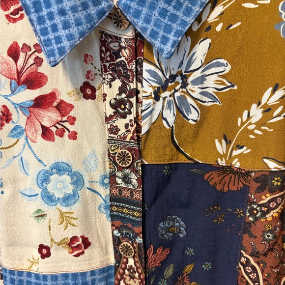 NWT John Mark patchwork Indian summer button tunic blouse top women m medium new - Picture 5 of 7